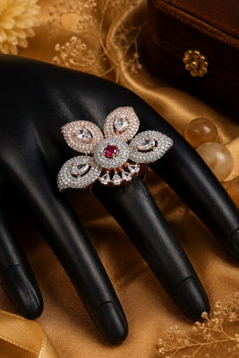 Ruby Petal Rose Gold Designer Ring 1