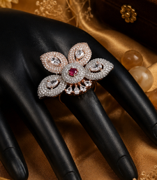 Ruby Petal Rose Gold Designer Ring