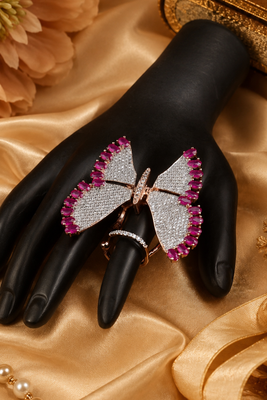 Ruby Butterfly Rose Gold Designer Ring 1