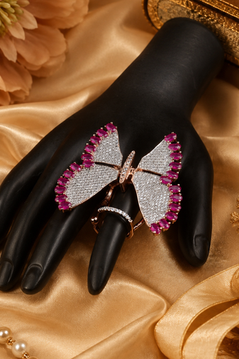 Ruby Butterfly Rose Gold Designer Ring