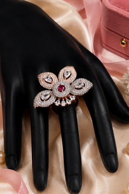 Ruby Petal Rose Gold Designer Ring 2
