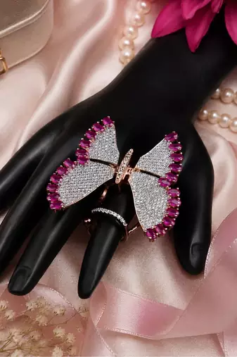 Ruby Butterfly Rose Gold Designer Ring