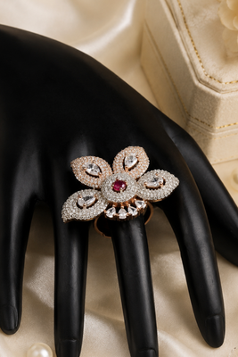 Ruby Petal Rose Gold Designer Ring 3