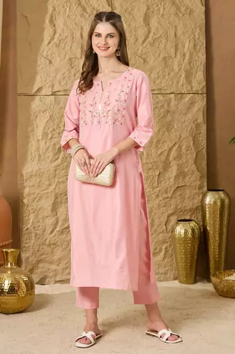 Women Ethnic Motifs Embroidered Regular Thread Work Kurta with Trouser