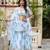 Women's Sky Blue Zari Sequin Embroidery Digital Printed Work Lehenga Choli