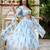 Women's Sky Blue Zari Sequin Embroidery Digital Printed Work Lehenga Choli
