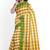 Mustard checked cotton blend saree with green border