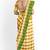 Mustard checked cotton blend saree with green border