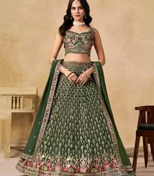 Green Georgette Thread Embroidery Work Lehenga Choli