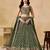 Green Georgette Thread Embroidery Work Lehenga Choli
