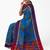 Royal blue ikat style saree with purple border