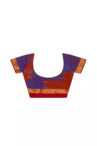 Royal blue ikat style saree with purple border