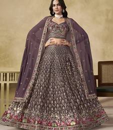 Dusty Mauve Georgette Thread Embroidery Work Lehenga Choli