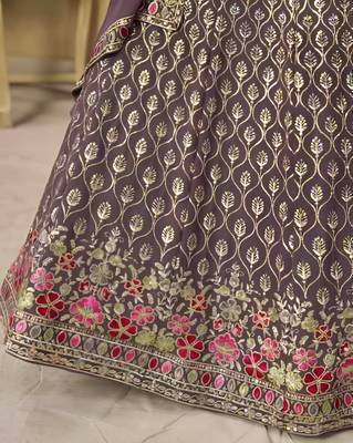 Dusty Mauve Georgette Thread Embroidery Work Lehenga Choli 5