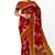 Crimson red ikat saree with mustard border