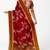 Crimson red ikat saree with mustard border