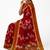 Crimson red ikat saree with mustard border