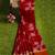 Crimson red ikat saree with mustard border