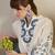 White Embroidered Co-Ord Set with Blue Paisley Detailing