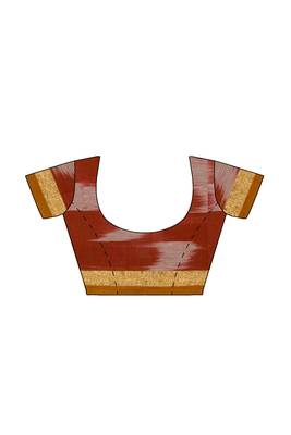 Crimson red ikat saree with mustard border 5