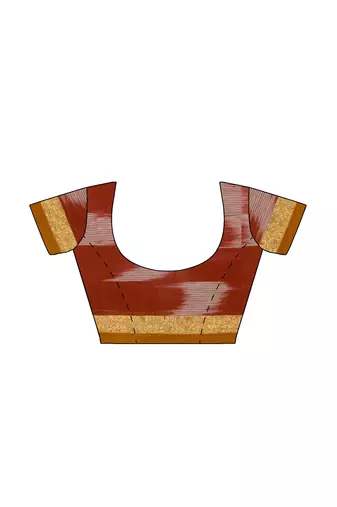 Crimson red ikat saree with mustard border