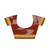 Crimson red ikat saree with mustard border