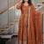 dark orange faux blooming party wear embroidered suit set 