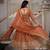 dark orange faux blooming party wear embroidered suit set 