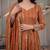 dark orange faux blooming party wear embroidered suit set 