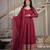maroon crunchy silk party wear embroidered anarkali suit set 