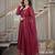 maroon crunchy silk party wear embroidered anarkali suit set 