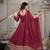 maroon crunchy silk party wear embroidered anarkali suit set 