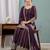 wine crunchy silk party wear embroidered anarkali suit set 