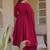 pink roman silk party wear embroidered anarkali palazzo suit set 