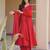 red roman silk party wear embroidered anarkali palazzo suit set 