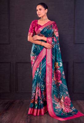 Designer tasar silk blend printed saree with rich look 1