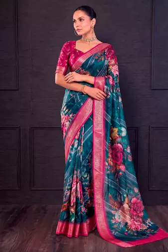 Designer tasar silk blend printed saree with rich look