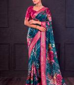 Designer tasar silk blend printed saree with rich look