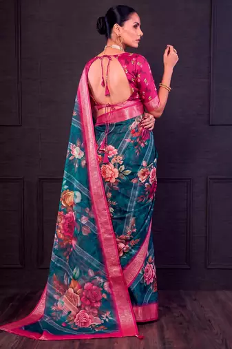 Designer tasar silk blend printed saree with rich look