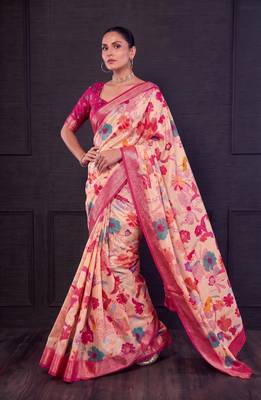 Designer tasar silk blend printed saree with rich look 1