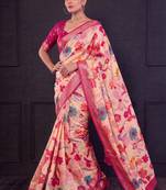 Designer tasar silk blend printed saree with rich look