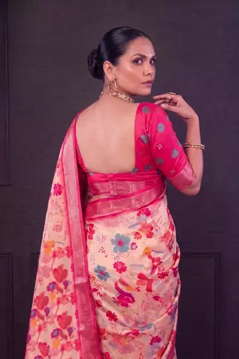 Designer tasar silk blend printed saree with rich look