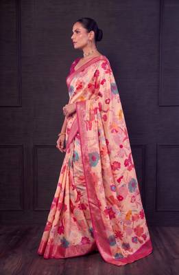 Designer tasar silk blend printed saree with rich look 4