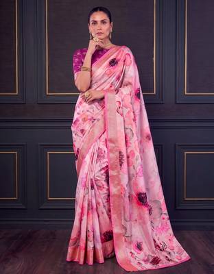 Designer tasar silk blend printed saree with rich look 1