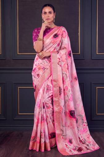 Designer tasar silk blend printed saree with rich look