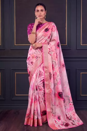 Designer tasar silk blend printed saree with rich look
