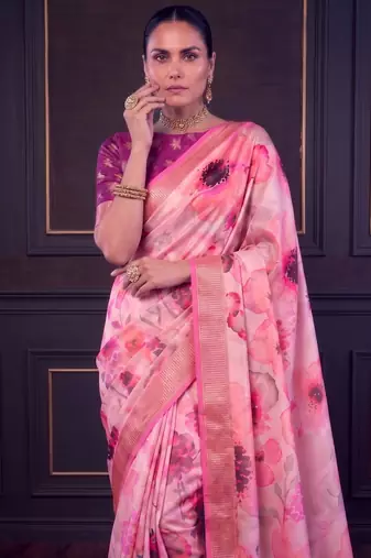 Designer tasar silk blend printed saree with rich look