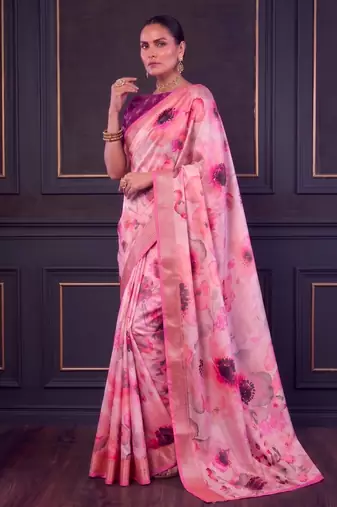 Designer tasar silk blend printed saree with rich look