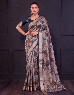 Designer tasar silk blend printed saree with rich look 1