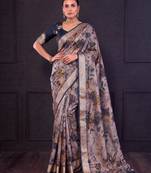 Designer tasar silk blend printed saree with rich look
